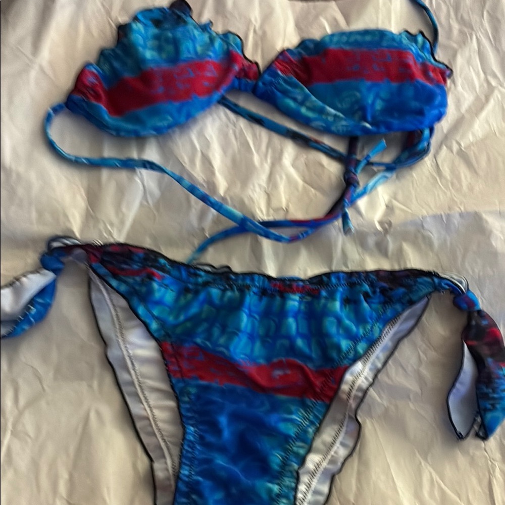Vibrant Blue and Red Bikini Set